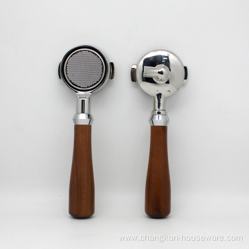 Customize stainless steel wood handle coffee portafilter